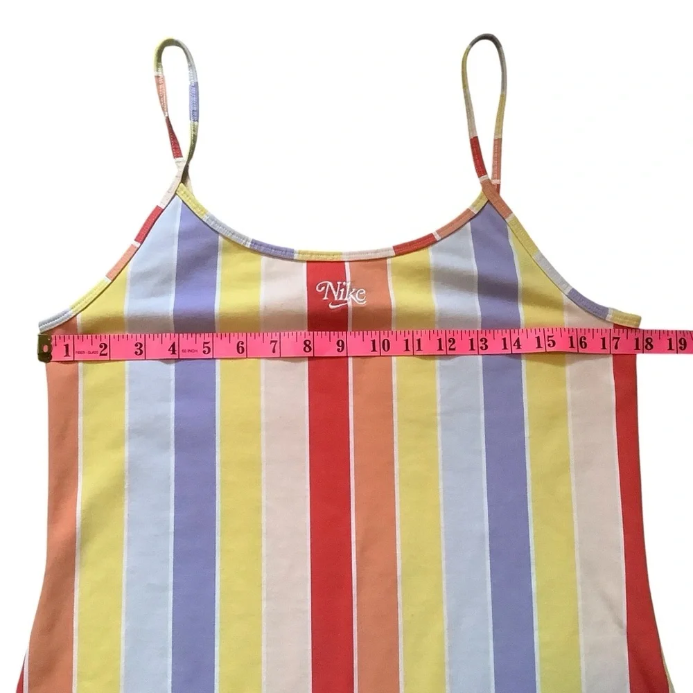 NIKE RETRO RAINBOW STRIPE MINI DRESS WITH EMBROIDERED LOGO/ Size L - Picture 10 of 13